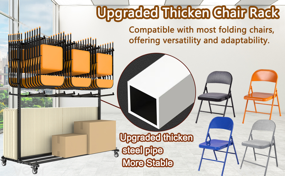 Lokshun Folding Chair Rack,Two Tier Folding Chair Cart, 2