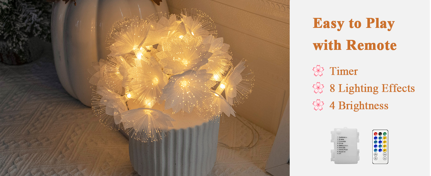 YOLIGHT Flower String Lights 13 Ft 20 LED Flower Fairy Lights Battery