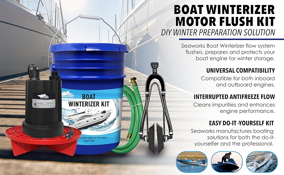 Seaworks Boat Winterizing Kit Complete Motor Flush and