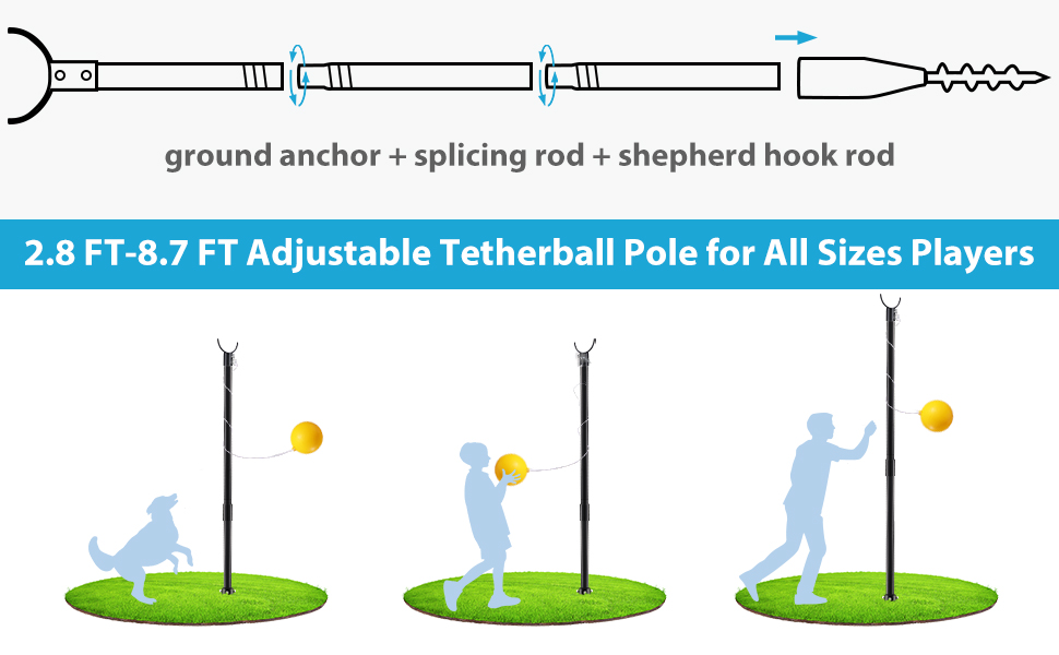 Tetherball Ball and Rope and Pole, Probable Tether Balls Set with Base, Heavy Duty