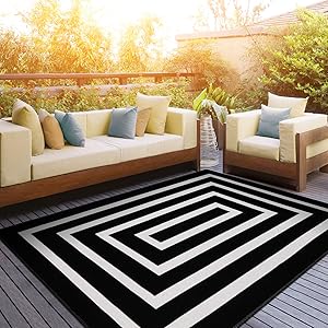Black and White Striped Area Rug
