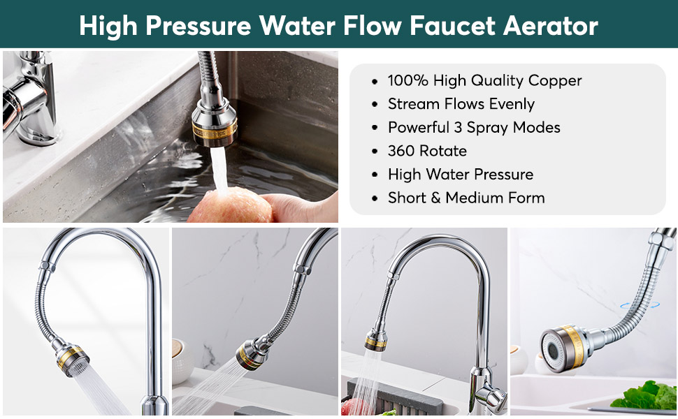 ILoveFidget Kitchen Faucet Spray Head, Solid Brass and Stainless Steel