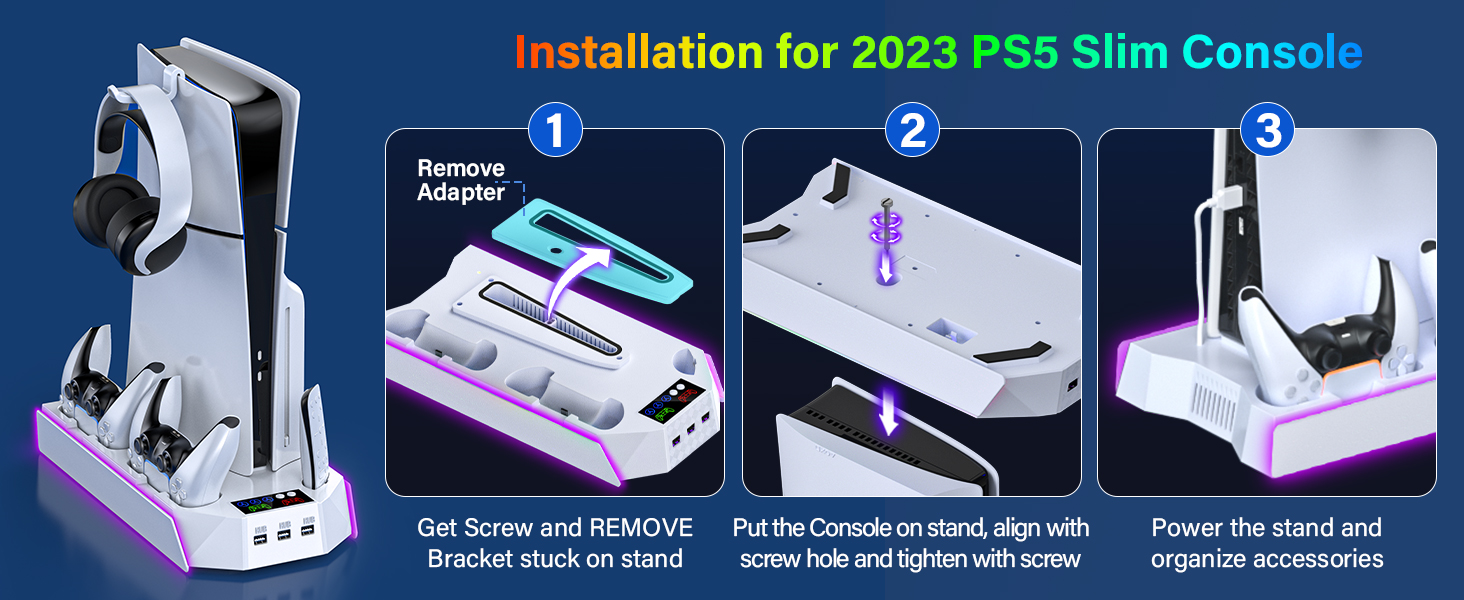 ps5 slim docking station with cooling fan