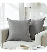 Top Finel Gray Decorative Throw Pillow Covers Large Soft Chenille Pillow Covers Solid Euro Pillow...