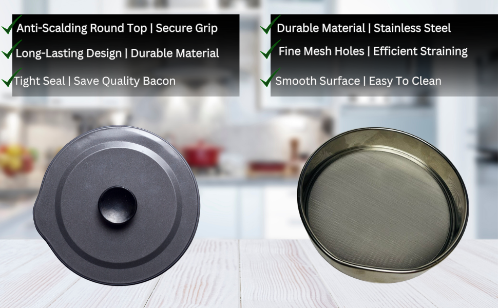 SAMASELEZA Bacon Grease Container Fine Mesh Strainer Dust