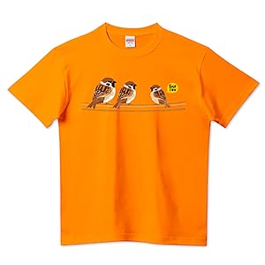 Amazon | [ことりりか] SPARROWS 電線 スズメ 3羽 Tシャツ 野鳥