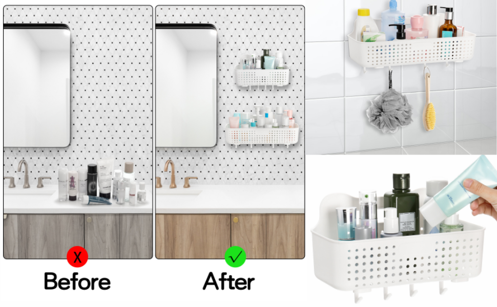 Pumtus 3 Pack Shower Caddy, Plastic Bathroom Shower Organizer, Wall Mounted Shower