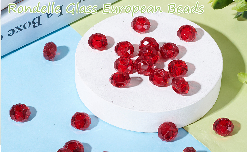 Cheriswelry 100pcs Red Faceted Glass Eur... 12 Red Faceted Glass European Beads