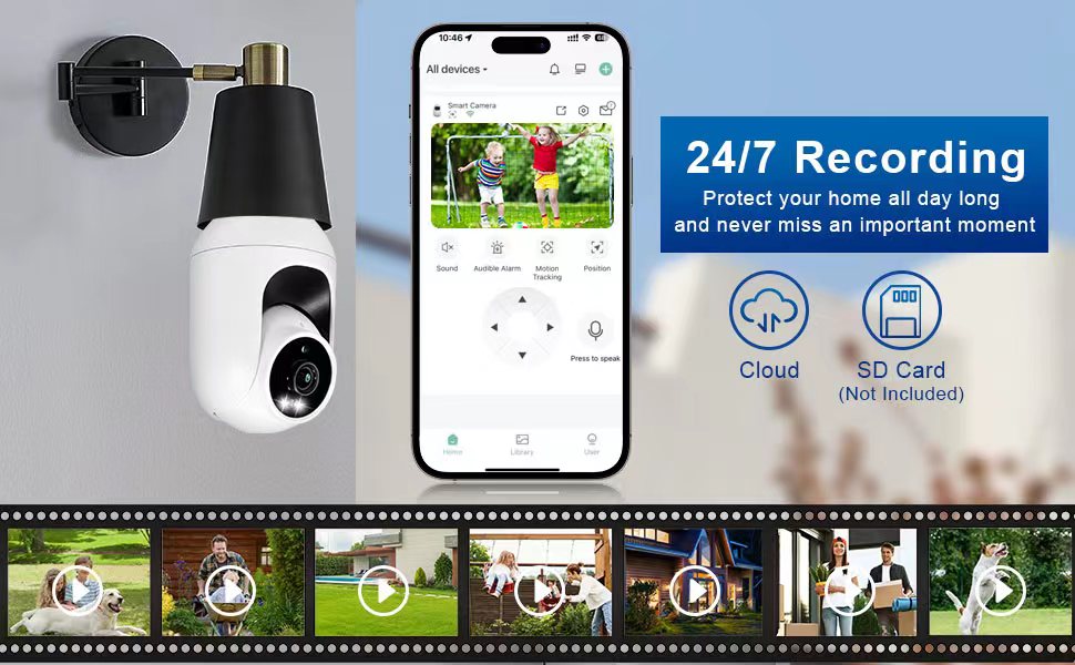 UPULTRA 2K Light Bulb Security Camera, Wireless Wifi