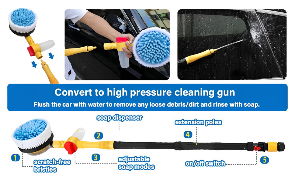 Generic Car Wash Kit, 360 Degree Rotating Car Wash Brush