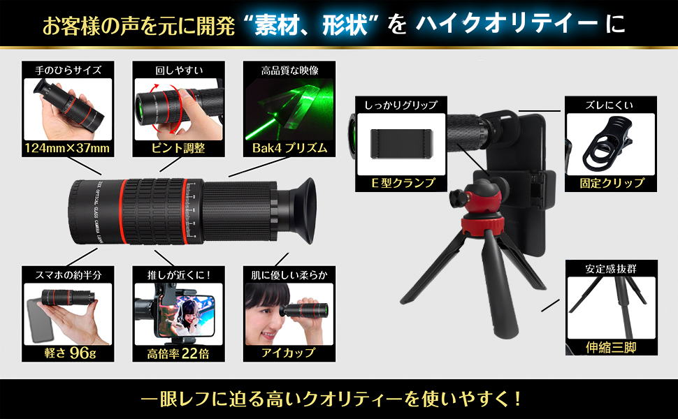 Amazon.co.jp: 4in1 スマホ レンズ 望遠レンズ セット単眼鏡