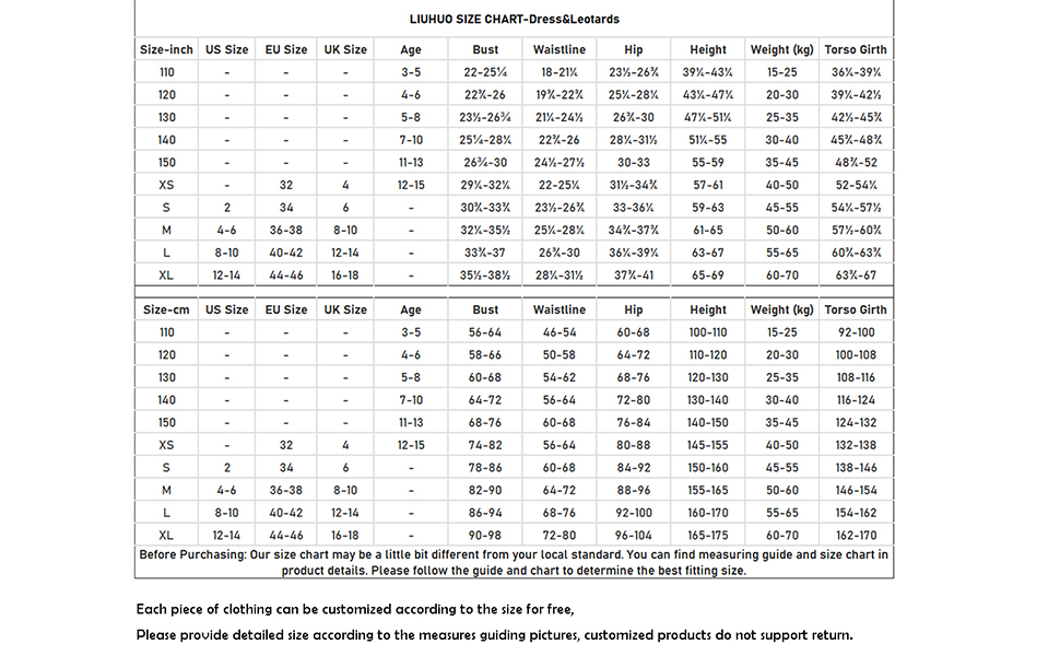 size chart