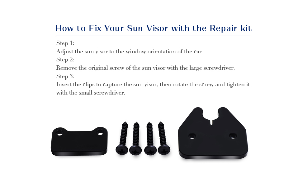 XTPTFABS 2PCS Aluminum Sun Visor Repair Kit Heavy Duty Sun