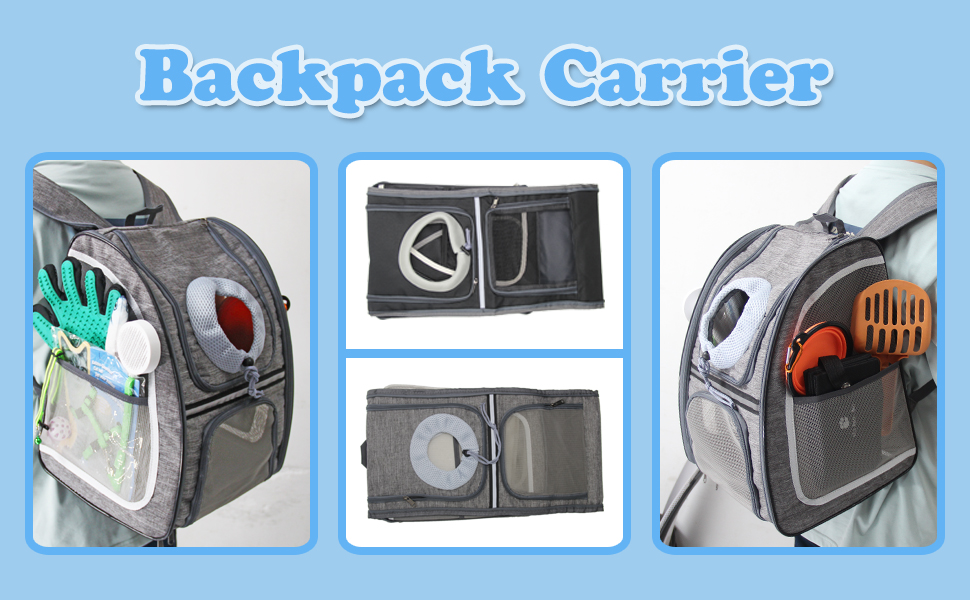 SoftSided Cat Carrier Backpack & Foldable Travel Litter