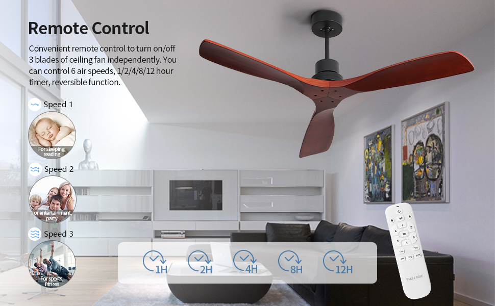 BANSA ROSE 52'' Ceiling Fans with Remote Control Modern