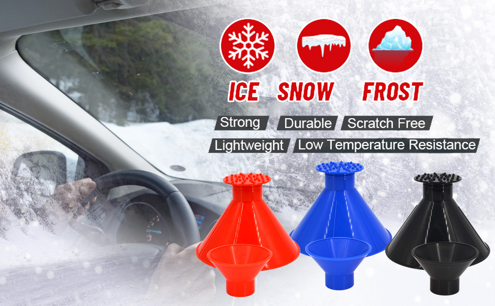 6Pcs Magical Car Ice Scraper, 3 in 1 Multifunctional Round Magic Funnel
