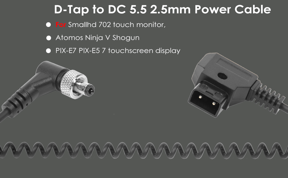 Amazon.com: D-Tap to Locking DC 5.5 2.5mm Monitor Coiled Power