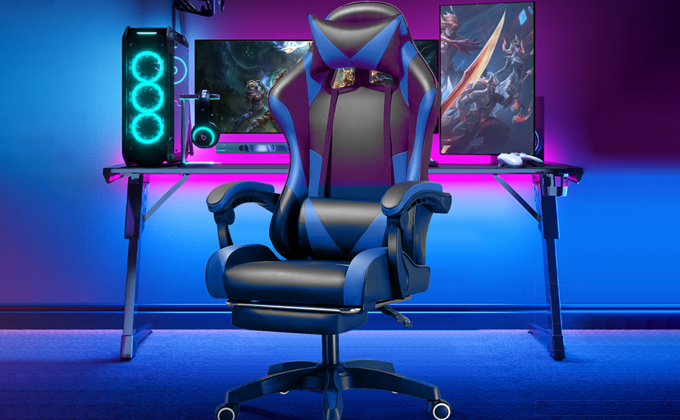 anjsindra Gaming Chair Computer Office Chair with Footrest