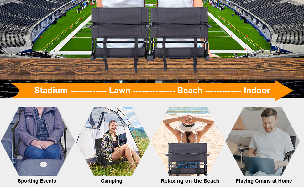 Stadium Seats for Bleachers with Armrests, Portable Stadium