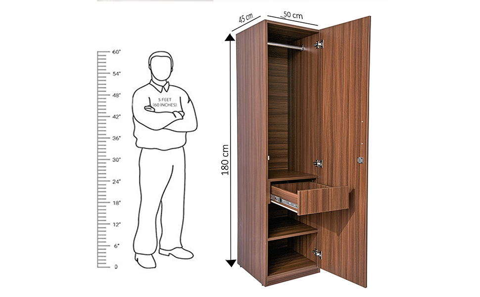 EZYWUD Leo 450 Engineered Wood Classic Planked Walnut Single Door