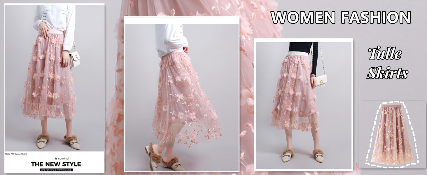 Tulle Skirts For Women Full Skirt Tutu Midi Length Tulle Skirts For Women Pink