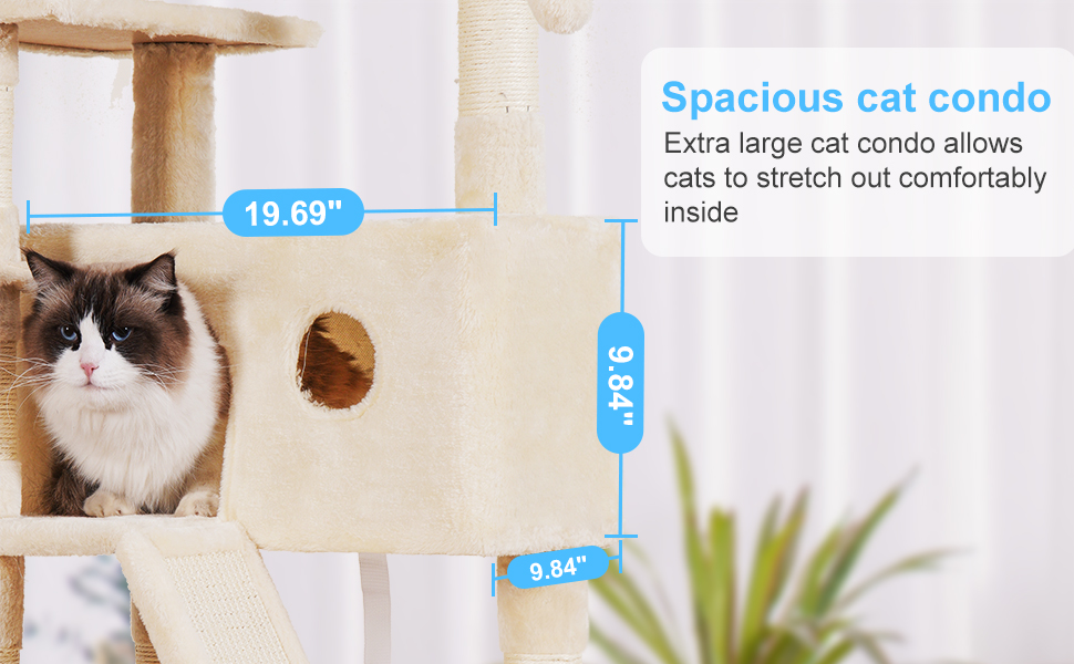 Heybrother Cat Tree, 61 inch Cat Tower for Indoor Cats