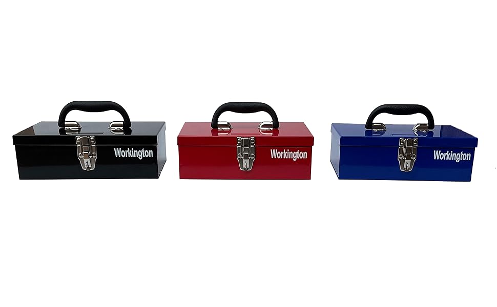 Workington Portable Carpenter Metal Tool Box with Latch, Small Parts