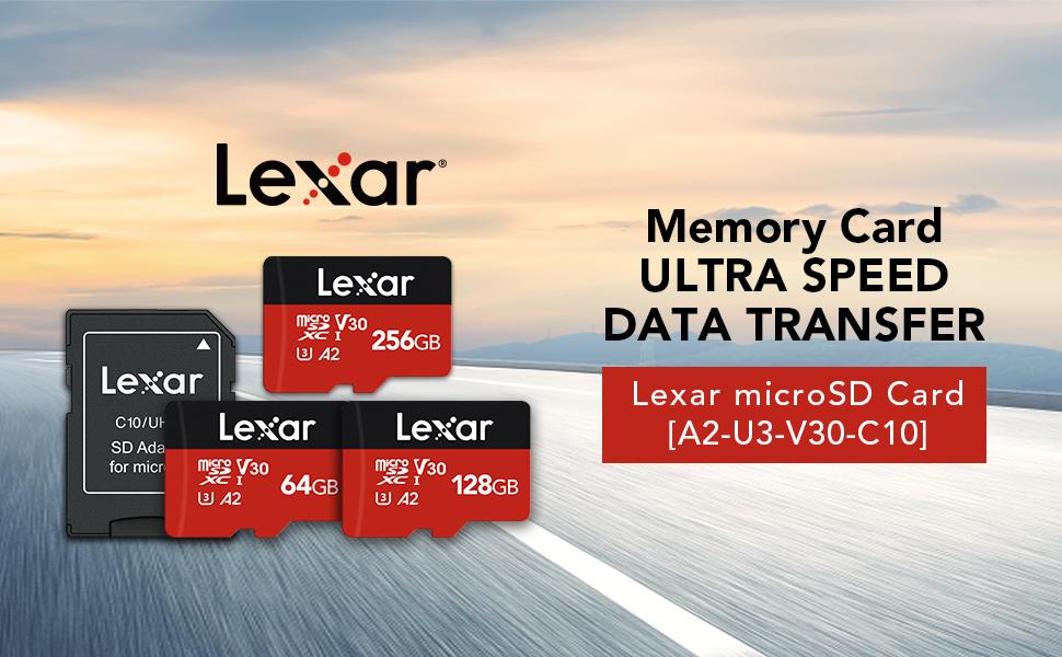 Lexar 256GB Micro SD Card, microSDXC UHSI Flash Memory Card with Adapter Up to 160MB/s, A2