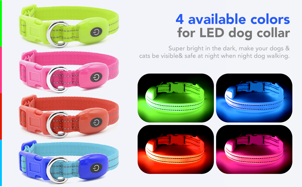 Domagiker Light Up Cat Collars Rechargeable LED Dog