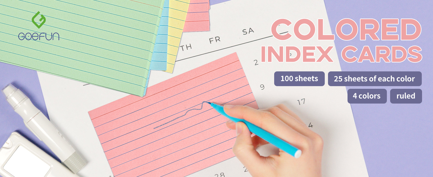 colored index cards