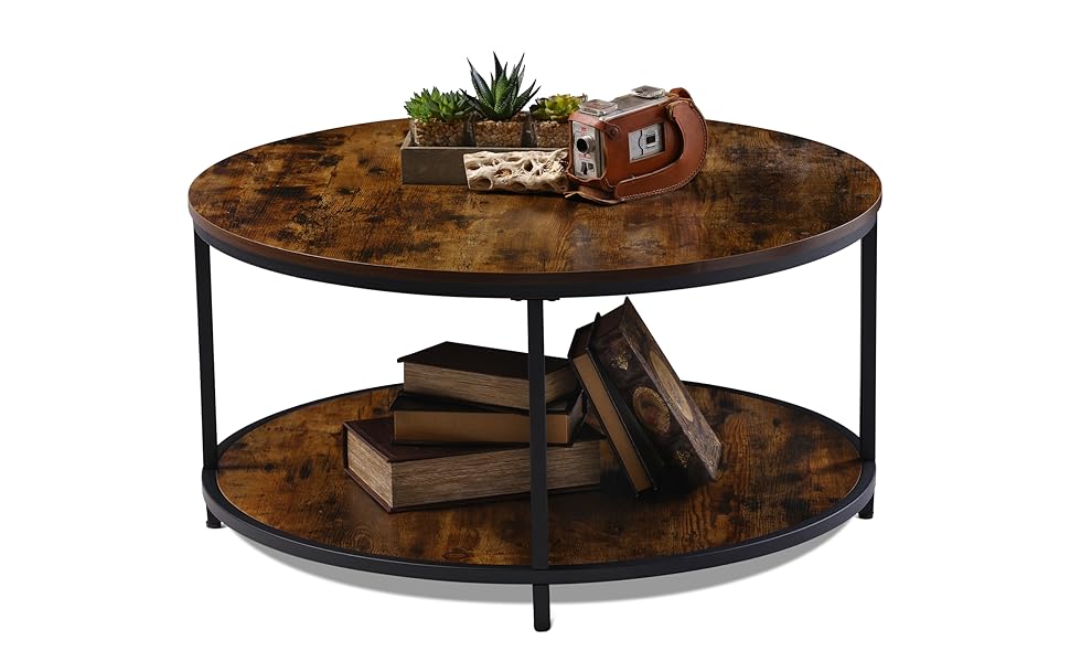 TAID Rustic Round Coffee Table for Your Living Room 2