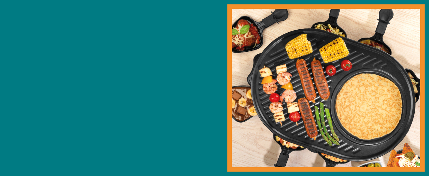 Giles & Posner EK4512G Electric NonStick Raclette Grill and Crepe