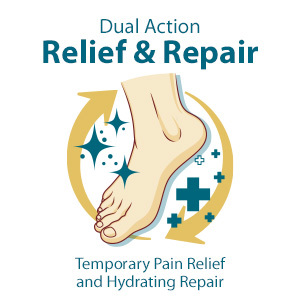 Temporary pain relief and hydrating repair on feet