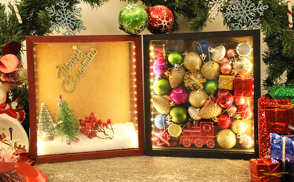 simpdecor Black 3D Shadow Box 28 x 30 cm LED Picture Frame Wine Cork