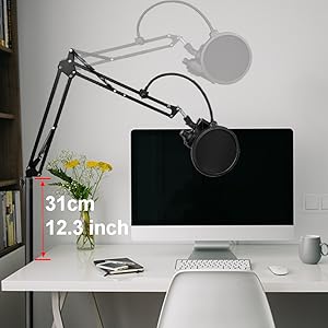 Amazon.com: Mic Stand Floor Boom Arm for Blue Yeti, Nano