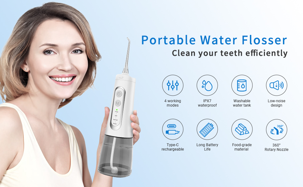 LVLAM Water Flosser, Oral Irrigator Electric Oral Teeth Braces Cleaning Water Floss