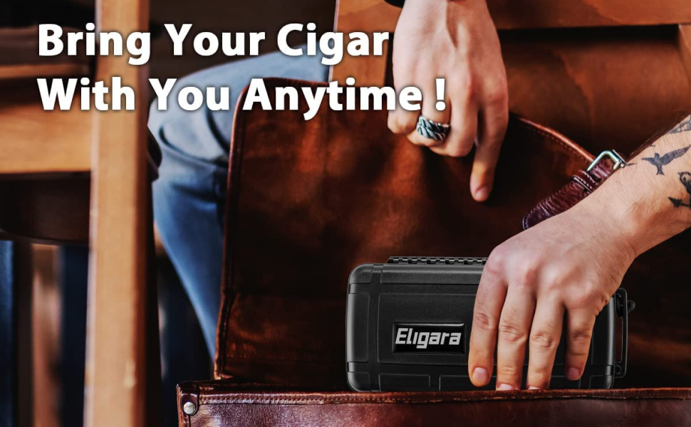 Eligara Travel Cigar Humidor Case with Humidifier Disc