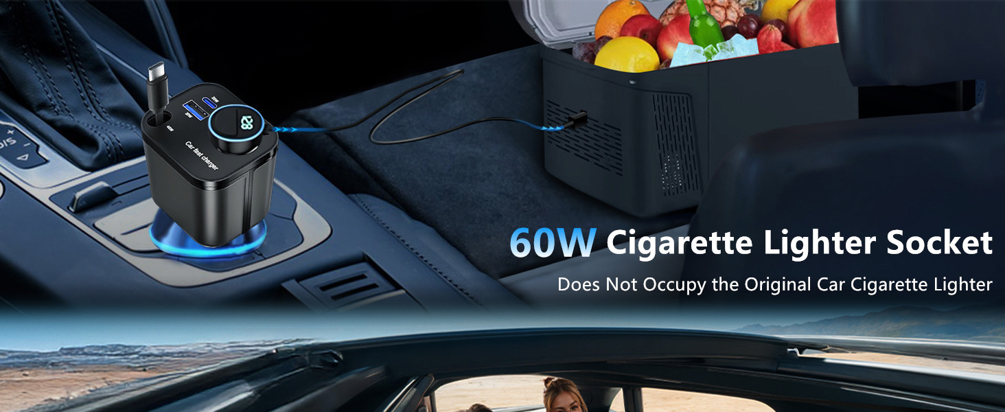 4 in 1 Car Charger Cigarette Lighter USB Charger