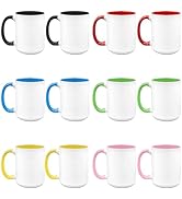 15Oz Sublimation Mugs, 12 Pack Sublimation Cups with Gift Box, 6 Assorted Colors, Tazas para Subl...