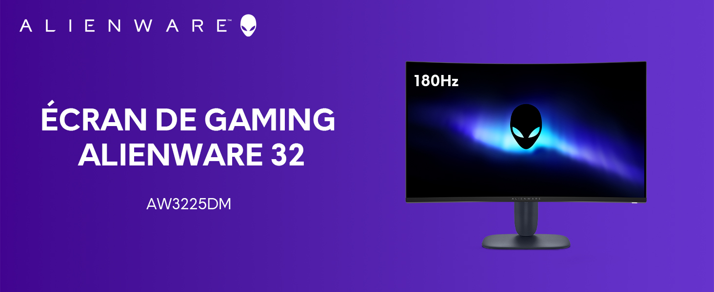 DELL Alienware 32 AW3225DM, QHD (2560x1440), 1500R Incurvé, 180Hz, VA, 1ms 4 M