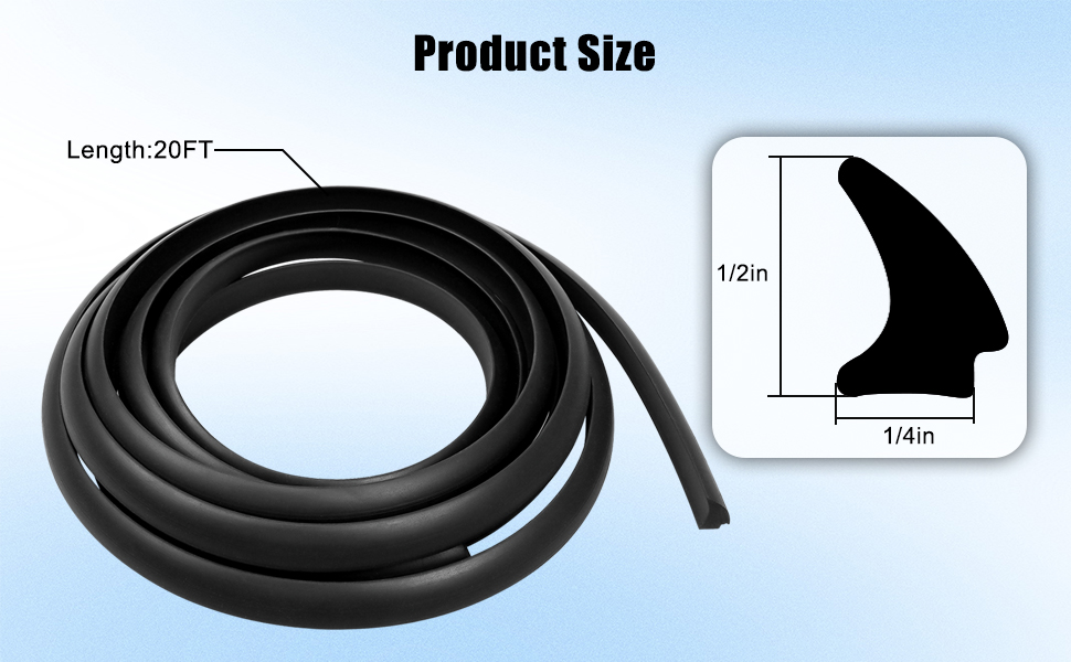 RV Window Rubber Seal Strip, 1/2'' x 1/4'' Weatherproof