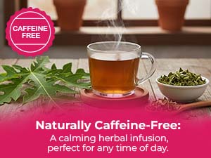 Cup of guava leaf tea showing brewed tea