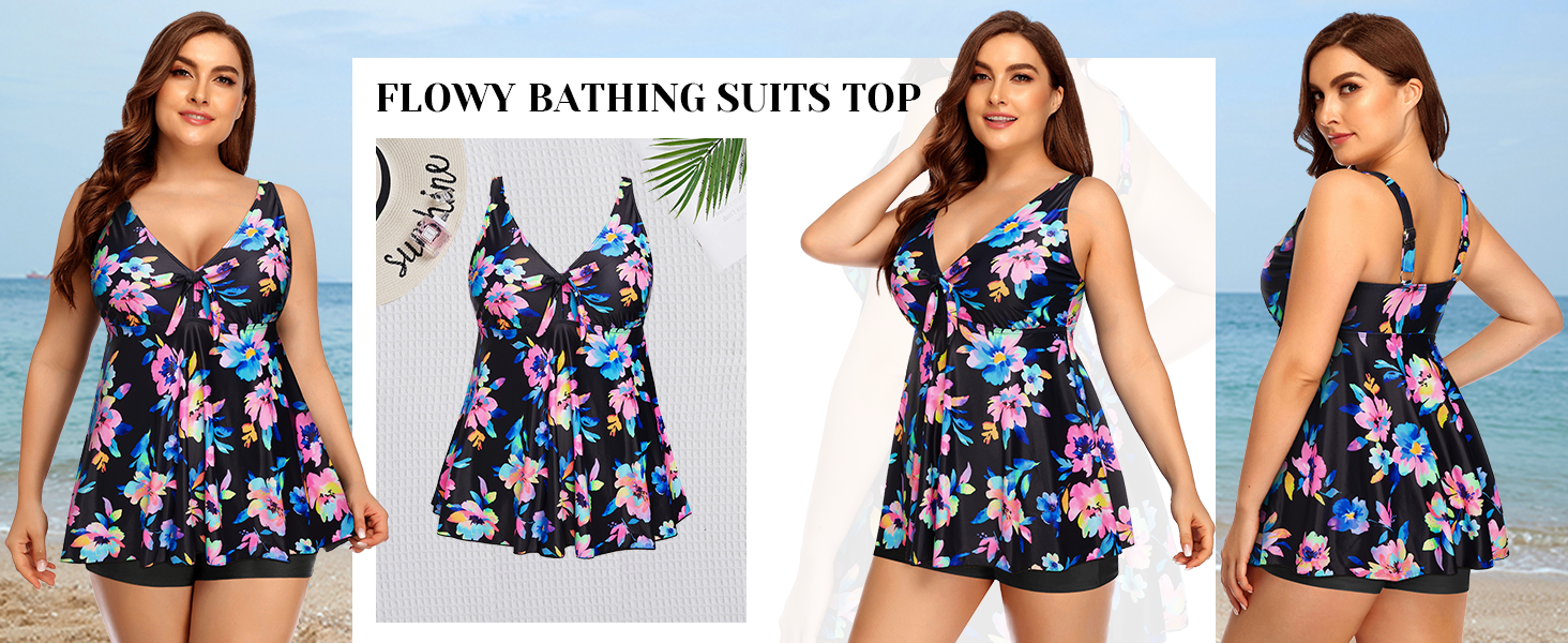 Amazon.com: Plus Size Tankini Tops for Women Only - Flowy Bathing Suits ...