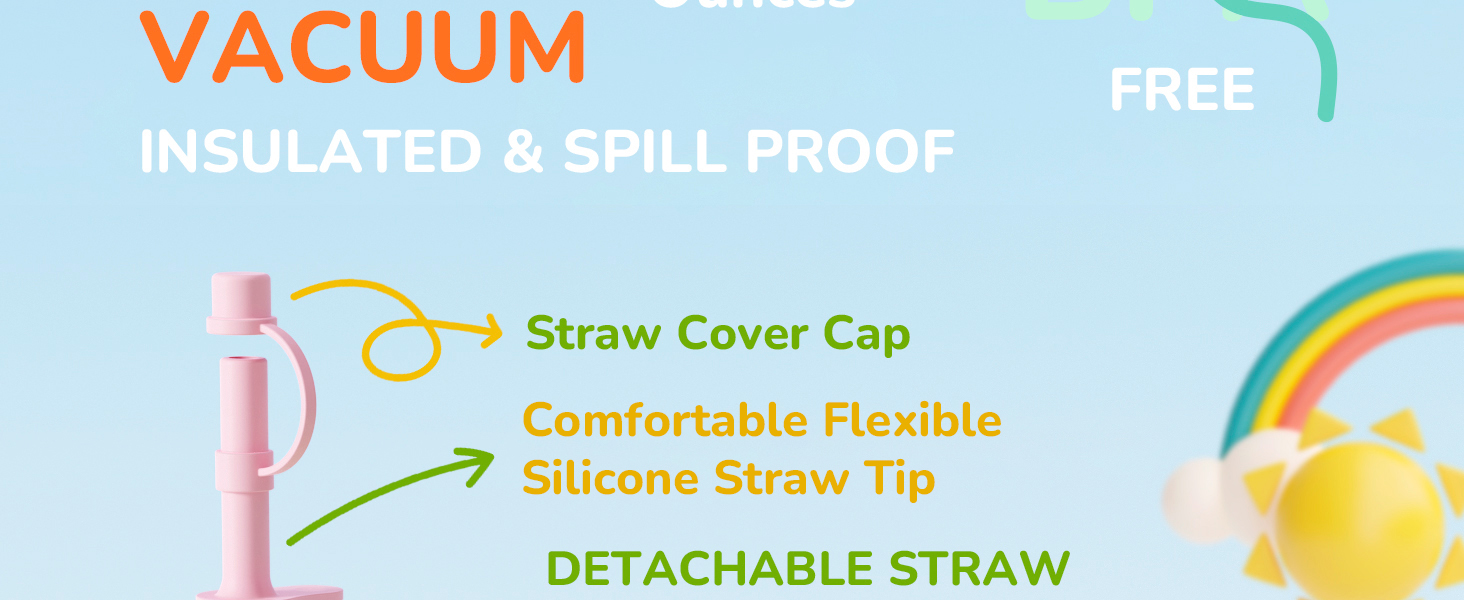 Kids 20 oz Tumbler with Handle, Leak-Proof Screw-On Lid with Removable Silicone Straw, Spill Proof