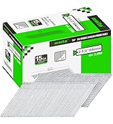 meite 15 Gauge Angled Finish Nails, 2-1/2-Inch 34 Degree Angled Galvanized Finishing Nails for Na...