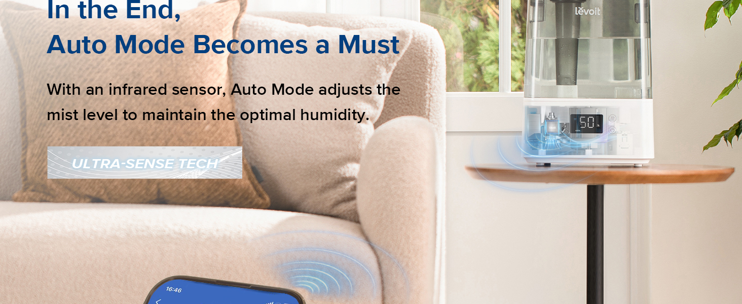 Levoit Humidifier for Bedroom, Cool Mist Humidifiers for Plants, 6L Top
