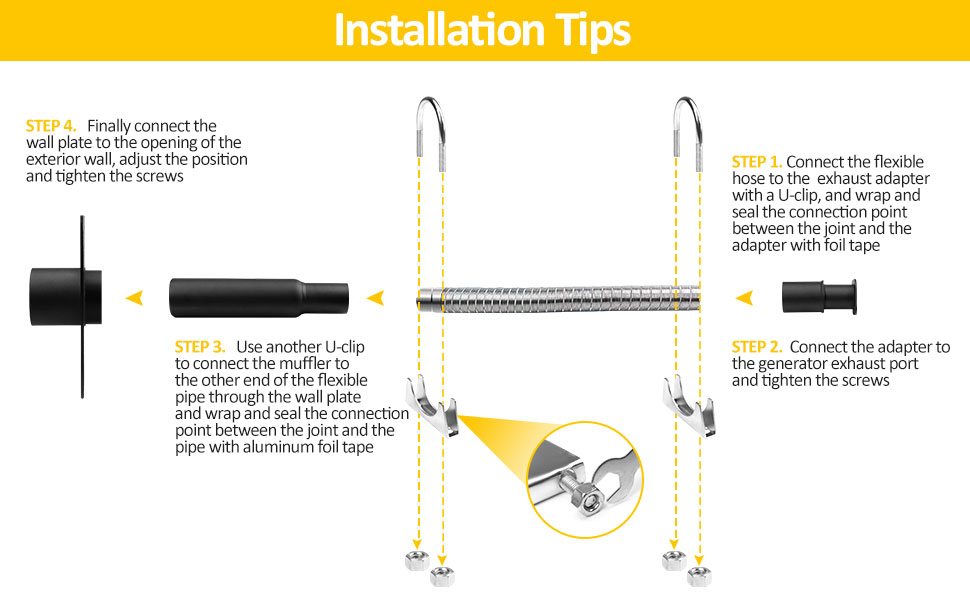 Universal Generator Exhaust Extension Silencer Kit With