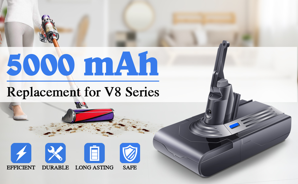Battery for Dyson V8, Vecukty Longer Lasting 5000mAh Replacement Dyson