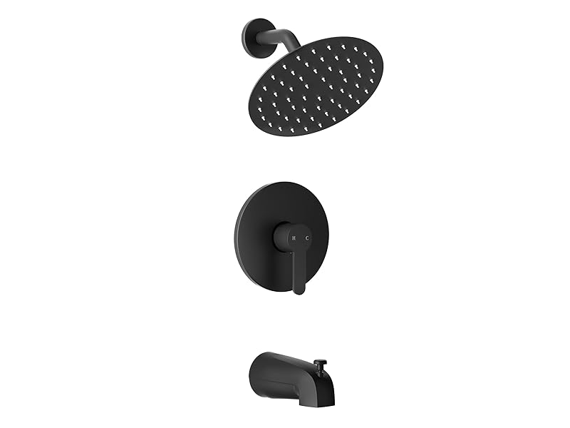 Holispa Tub Shower Faucet, Black Shower Faucet Set with 8Inch Rainfall