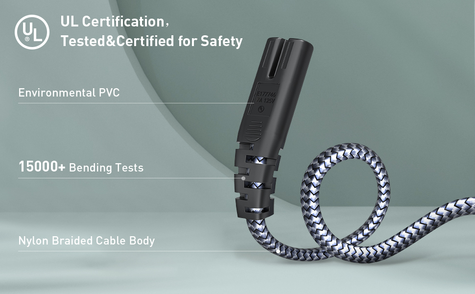 Power Cord, 6.6ft/2m Goalfish Power Cable 7A 125V AC Power Cord 2 Prong